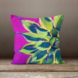 Floral Cushion Cover-Flower Pillow Case-Decorative Case-Green Leaf Cover-Gift For Her Cushion-Handmade Material - thumbnail 4