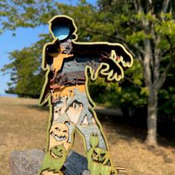 Spooky Halloween 3D Zombie Scarecrow Wall Art - Unique Wood Decor For Haunted Home Display - thumbnail 2