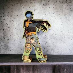 Spooky Halloween 3D Zombie Scarecrow Wall Art - Unique Wood Decor For Haunted Home Display - thumbnail 4