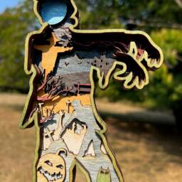 Spooky Halloween 3D Zombie Scarecrow Wall Art - Unique Wood Decor For Haunted Home Display - thumbnail 3