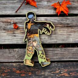Spooky Halloween 3D Zombie Scarecrow Wall Art - Unique Wood Decor For Haunted Home Display - thumbnail 1