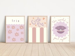 Personalised Girls Rule & The World Is Your Oyster, Set Of 3 Prints. Positive Affirmation Prints - Unframed - thumbnail 1