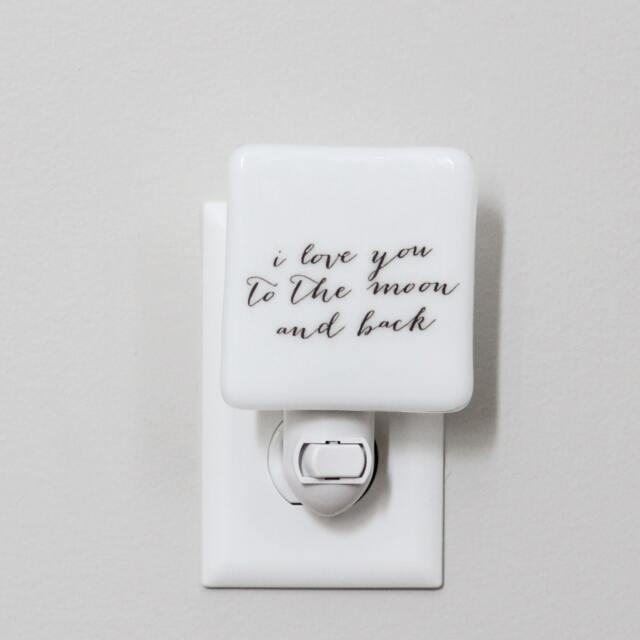 I Love You To The Moon & Back Fused Glass Nightlight - Nursery Baby Shower Gift Kids Gender Neutral Outer Space Stars - image 1