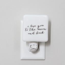 I Love You To The Moon & Back Fused Glass Nightlight - Nursery Baby Shower Gift Kids Gender Neutral Outer Space Stars