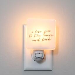 I Love You To The Moon & Back Fused Glass Nightlight - Nursery Baby Shower Gift Kids Gender Neutral Outer Space Stars - thumbnail 2
