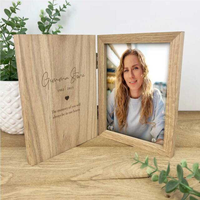 Personalised Wooden Memorial Photo Frame Book - Remembrance Gift - 5x7 - image 1