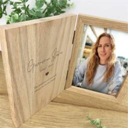 Personalised Wooden Memorial Photo Frame Book - Remembrance Gift - 5x7 - thumbnail 3