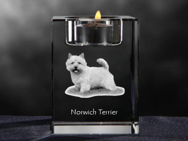 Norwich Terrier, Crystal Candlestick With Dog, Souvenir, Decoration, Limited Edition, Collection - image 1