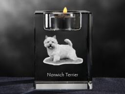 Norwich Terrier, Crystal Candlestick With Dog, Souvenir, Decoration, Limited Edition, Collection - thumbnail 1