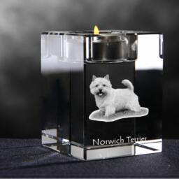 Norwich Terrier, Crystal Candlestick With Dog, Souvenir, Decoration, Limited Edition, Collection - thumbnail 2