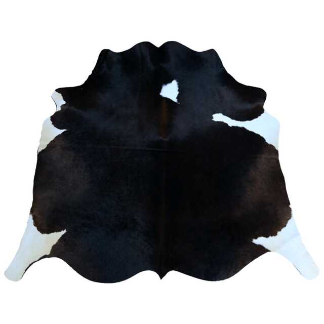Dark Brown & White Cowhide Rug Rustic Hair-On Leather Area Rug - 41x44 Inches - image 1