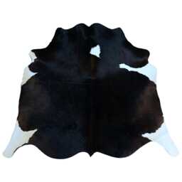 Dark Brown & White Cowhide Rug Rustic Hair-On Leather Area Rug - 41x44 Inches - thumbnail 1