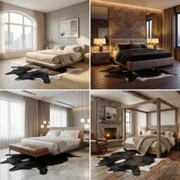 Dark Brown & White Cowhide Rug Rustic Hair-On Leather Area Rug - 41x44 Inches - thumbnail 2