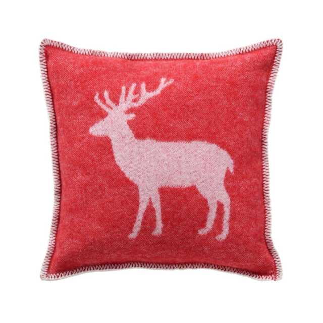 Red Deer Cushion Cover - Pure Wool Reversible Pillowcase 45 X 45cm/ 18 18 - image 1