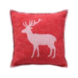 Red Deer Cushion Cover - Pure Wool Reversible Pillowcase 45 X 45cm/ 18 18