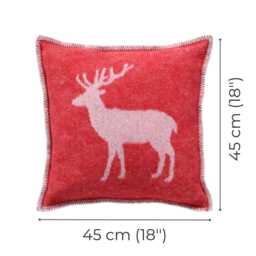 Red Deer Cushion Cover - Pure Wool Reversible Pillowcase 45 X 45cm/ 18 18 - thumbnail 4
