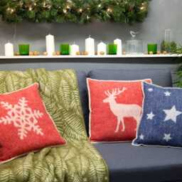 Red Deer Cushion Cover - Pure Wool Reversible Pillowcase 45 X 45cm/ 18 18 - thumbnail 3