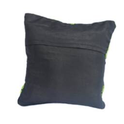 Embroidered Accent Pillow Cover - Throw Ring Cushion Decorative Handmade - Limegreen & Black 12 - thumbnail 3