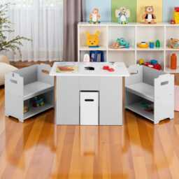 Montessori Kids Table & Chair Set 4-In-1 Toddler Activity Desk With Storage - thumbnail 2