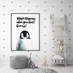 Penguin, 29, 7x42 cm, Baby Pinguin , Mother Gift, Magic, Art Print, Nursery Decor, Home Watercolour, Animal Art, Storiesurbanjungle - thumbnail 2