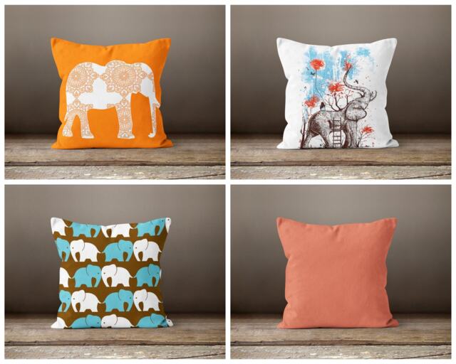 Elephant Pillow Cover/Asian African Sahara Indian Elephant Cushion Case/Housewarming Home Decorations Cover/Cushion For Gift - image 1