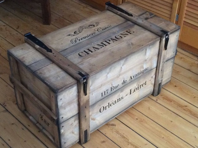 "Chest, Wooden Box, Freight Crate, Bench, Coffee Table ""Champagne" - image 1