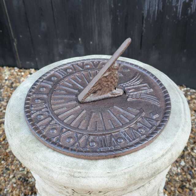 Cast Iron Sun Dial - Antique Style Metal Home Garden Ornament Sculpture Decor - image 1
