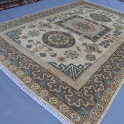 5x7 Afghan Khotan Rug - Beige Brown Turkmen Hand Knotted Wool Natural Dyes Geometric Medallion Oriental Living Room Carpet - thumbnail 2