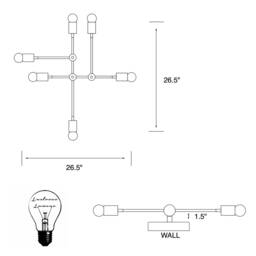 Kallisto Modern 6 Bulb Wall Sconce Abstract Mid Century Vanity Light - thumbnail 4