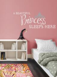 Princess Sleeps Here Vinyl Wall Decal - Girls Room Decor - thumbnail 1