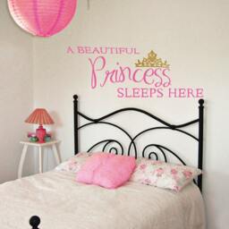 Princess Sleeps Here Vinyl Wall Decal - Girls Room Decor - thumbnail 2