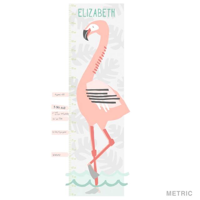 Custom Flamingo Growth Chart - Fabric Wall Decal Tropical Mej - image 1