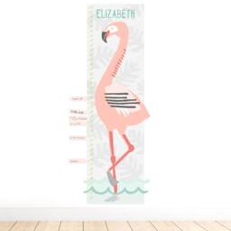 Custom Flamingo Growth Chart - Fabric Wall Decal Tropical Mej - thumbnail 3