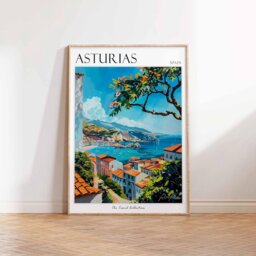 Asturias Spain Travel Poster Coastal Town Art Print - thumbnail 3