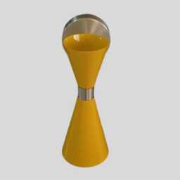 Mid Century Modern Sconce - Atomic Style Wall Lamp Yellow Metal Cone Shade Pair - thumbnail 2