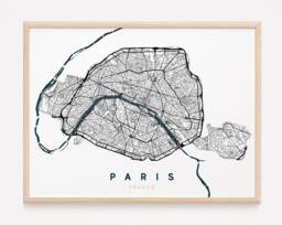 Paris - Original Map Of Paris/City Paris, Paris Poster, Design, France, Europe, Decoration, Print, Wall Print - thumbnail 1