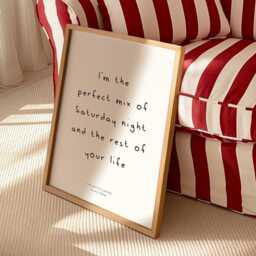 So Easy To Fall in Love Wall Art Print Perfect Mix Of Saturday Night Minimal Lyrics Poster - thumbnail 3