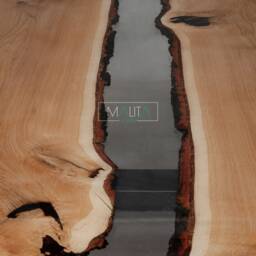Custom Live Edge Table Made Of Oak Wood, Epoxy With Steel Legs, Uv Resin Table, Modern Dining River Conference Table - thumbnail 4