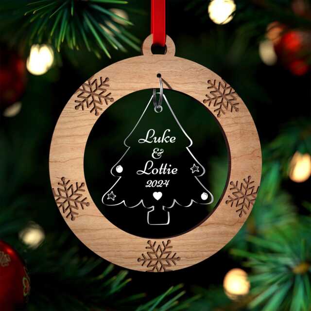 Couples Christmas Decoration - Personalised Girlfriend Boyfriend Husband Wife Tree Ornament With Red Bag - image 1