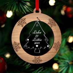 Couples Christmas Decoration - Personalised Girlfriend Boyfriend Husband Wife Tree Ornament With Red Bag - thumbnail 1