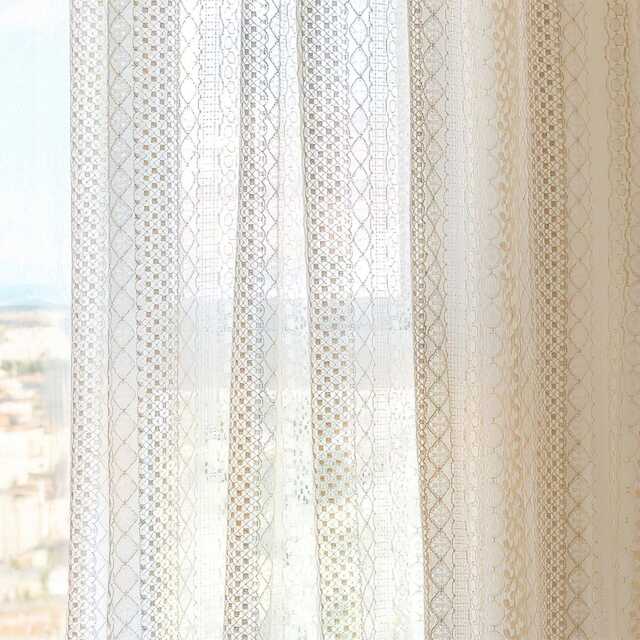 Vintage Style Crochet Curtain Elegant Geometric Tassel Drape - 1 Panel - image 1