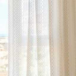 Vintage Style Crochet Curtain Elegant Geometric Tassel Drape - 1 Panel - thumbnail 1