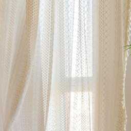 Vintage Style Crochet Curtain Elegant Geometric Tassel Drape - 1 Panel - thumbnail 3