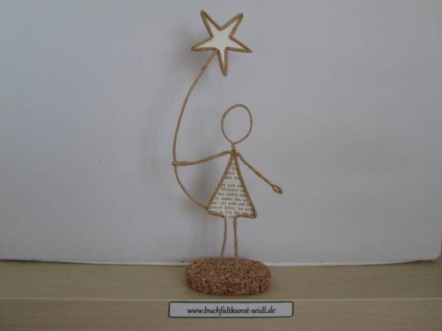 Wire Figure With Star, As A Gift Or Decoration, For Birthdays, Christmas, Etc., Height Approx. 20 cm