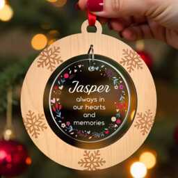 Pet Dog Cat Memorial Christmas Bauble Decoration, Loss, Sympathy, in Memory Of At Bauble, With Red Bag - thumbnail 1