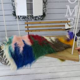 "Handwoven Wool Seat Pad Colorful Saddle Rug, Chair Cushion - 33""x17" - thumbnail 2