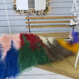 "Handwoven Wool Seat Pad Colorful Saddle Rug, Chair Cushion - 33""x17" - thumbnail 4