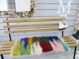 "Handwoven Wool Seat Pad Colorful Saddle Rug, Chair Cushion - 33""x17"
