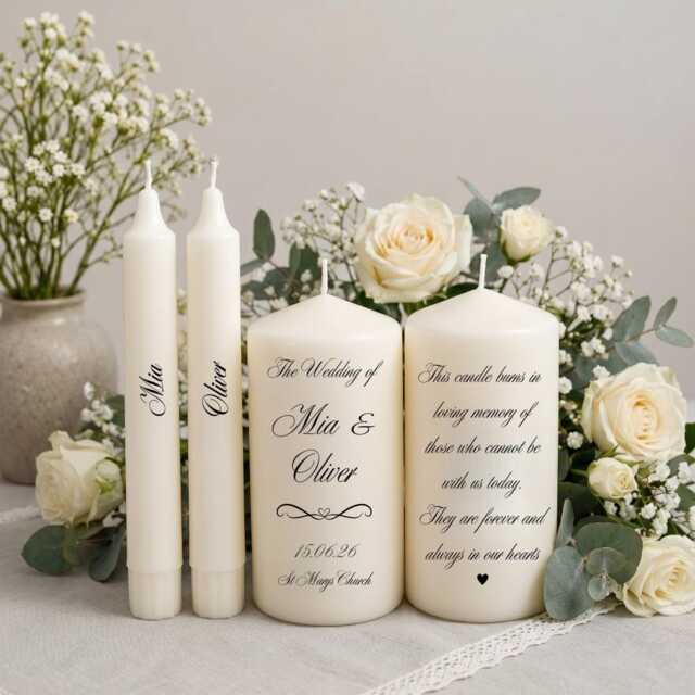 Personalised Wedding Candle Set - Unity With Memorial Bride & Groom Ceremony Candles The Of Keepsake - image 1