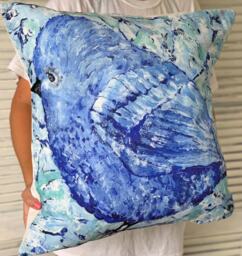 Bluebird Pillow Is Lovely Farmhouse Decor, With Or Without Insert, Bird Cover, Nursery Pillows, Decor, 20 X 20 - thumbnail 1